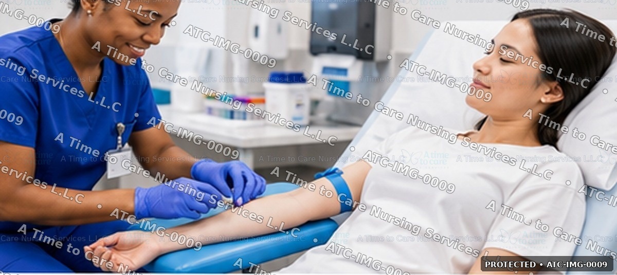 Healthcare professional drawing blood from a patient