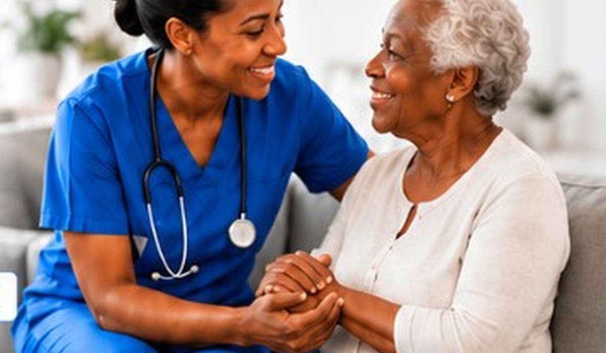 Nurse caring for an elderly patient