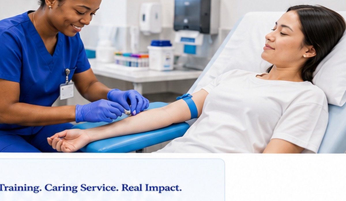 Healthcare professional drawing blood from a patient