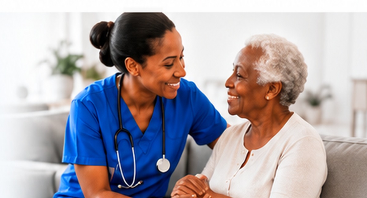 Nurse supporting an elderly patient